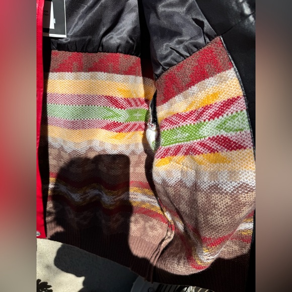 Unisex Black and Red Bomber Jacket - Picture 4 of 5